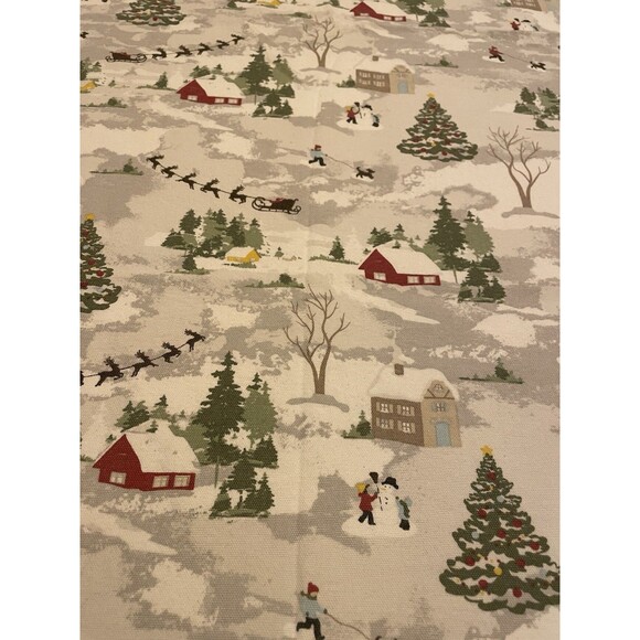 Envogue Holiday Tablecloth Christmas Farm Print 88x58” - Picture 2 of 5